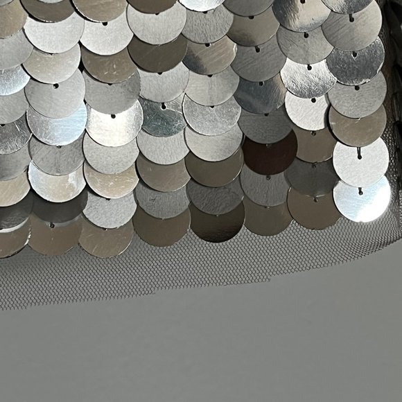 Freebird (Icelandic Designer) I Hand Embroidered Silver Sequined Mini Skirt - Picture 4 of 13